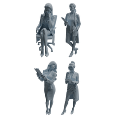 MRY-SFW LYTR1002 Female Doctor with Medical Records Character Modern Model 4 pcs 3D Printed Resin Model Kit by SSMODEL