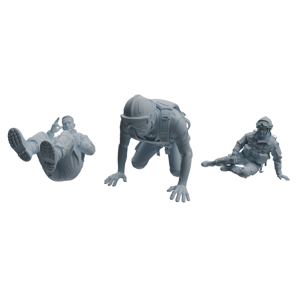 MRY-SFW LYTR1067 Rescue Tactical Pose Firefighter Character Modern Model 3 pcs 3D Printed Resin Model Kit by SSMODEL