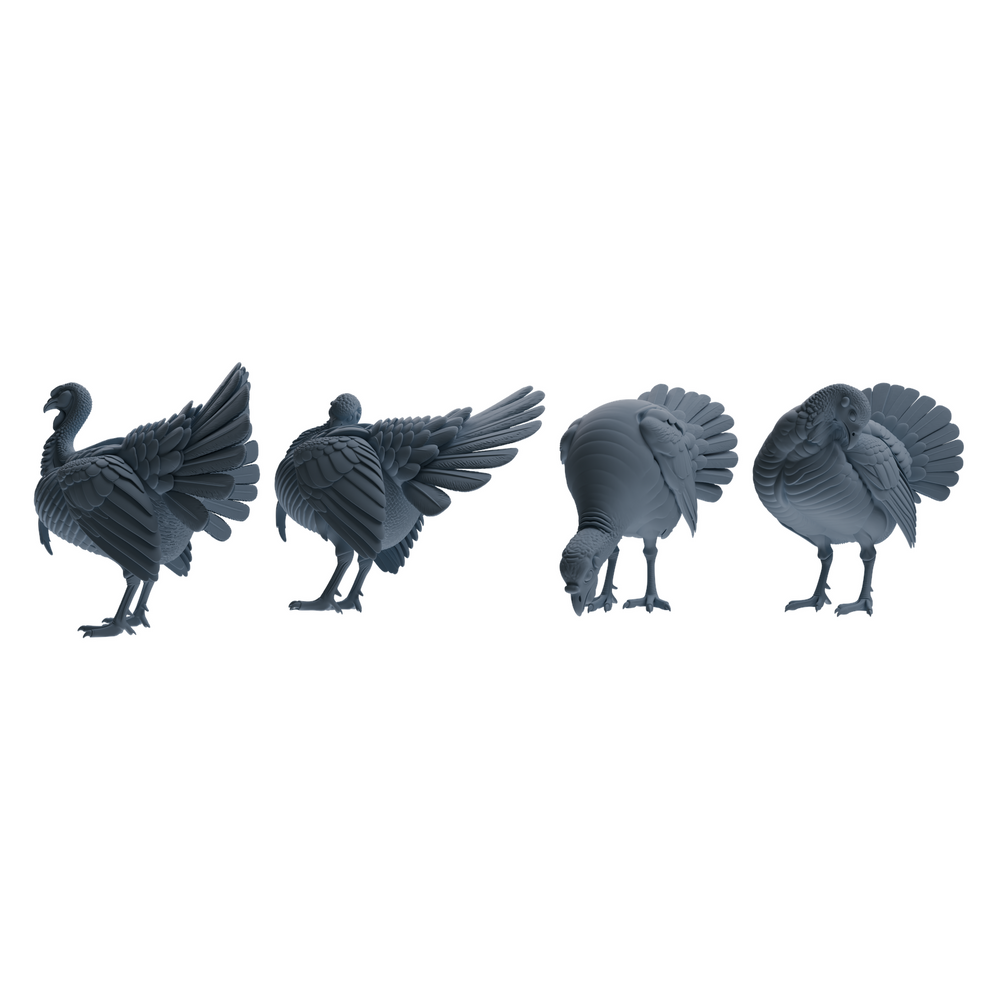 MRY-SFW LYTR840 Turkey Pose Model 4 pcs Miniature Car Diorama Figures Scene Props Accessories Resin 3D Printed Resin Model Kit by SSMODEL