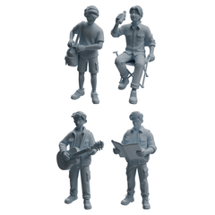 MRY-SFW LYTR1021 Male Camping Activity Character Modern Model 4 pcs 3D Printed Resin Model Kit by SSMODEL