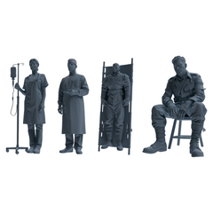MRY-SFW SSTR206 Miniatures Soldier Model Kit Field Medical Scene Soldier Model 4 pcs