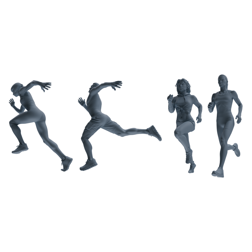 MRY-SFW LYTR818 Running Athlete Figure Modern Model 4 pcs Miniature Car Diorama Figures Scene Props Accessories Resin 3D Printed Resin Model Kit by SSMODEL