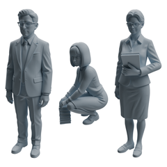MRY-SFW LYTR972 Book-Organizing Teacher Character Modern Model 3 pcs 3D Printed Resin Model Kit by SSMODEL