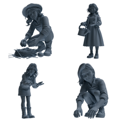 MRY-SFW LYTR910 Farm Girl Multi-pose Modern Model 4 pcs 3D Printed Resin Model Kit by SSMODEL