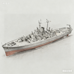 SSC130 Military Model USN Oregon City Class Cruiser? CA-122 1946 Water Line