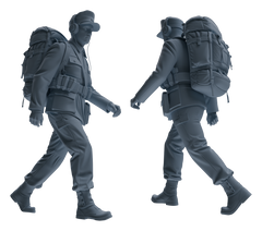 Detail view of MRY-SFW LYGR653 WWII Mine Soldier Seven-Person Carrying Group Model