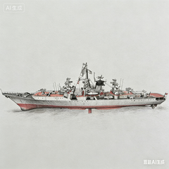 RHWS056-A USSR Soviet Union Kresta II Class Cruiser Water Line