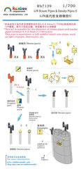 Rainbow RB7139 1/700Detail Up IJN Steam Pipes & Smoke Pipes II (Small size|5types,3DP+PE)