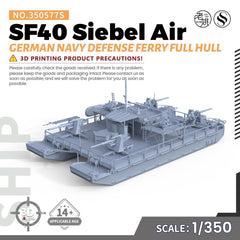 SSMODEL 1/350 Military Model Kit German Navy SF40 Siebel Air Defense Ferry