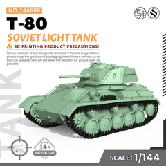 SSMODEL SS144606 1/144 Military Model Kit Soviet T-80 Light Tank