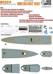 2018 Hunter W35014 1/350 Wood deck HMS Belfast 1942 for Trumpeter Top quality