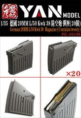 YAN MODEL PE-35198 1/35 German 20MM L/50 Kwk 38 Magazine (Contains twenty)