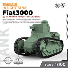 SSMODEL SS100681 1/100 15mm WarGaming Military Model Kit IA Fiat3000 Light Tank