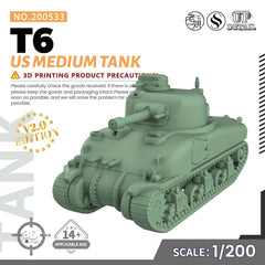 SSMODEL SS533 1/200/350/700 Military Model Kit US T6 Medium Tank