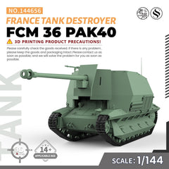 SSMODEL SS144656 1/144 Military Model Kit France FCM 36 PAK40 Tank Destroyer