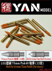 YAN MODEL PE-35171 1/35 Shell for German 75mm Pak40 (One dozen)
