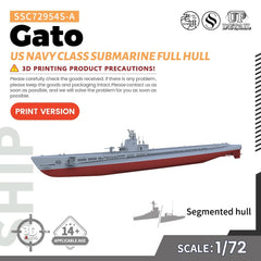 SSMODEL SSC72954S-A 1/72 Military Model US Navy Gato Class Submarine Full Hull