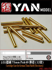 YAN MODEL PE-35172 1/35 Cartridge Case for German 75mm Pak40 (One dozen)