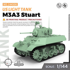SSMODEL SS144506 1/144 Military Model Kit US M3A3 Stuart Light Tank