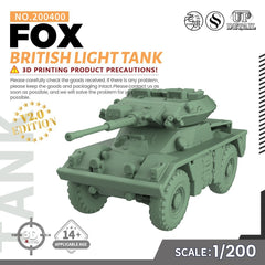 SSMODEL SS400 1/200/350/700 Military Model Kit British FOX Light Tank