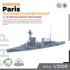 SSMODEL SSC2000567 1/2000 Military Model Kit FN Paris Courbet Class Battleship