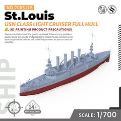 SSMODEL SSC700511S 1/700 Model Kits USN St.Louis Class Light Cruiser FULL HUll