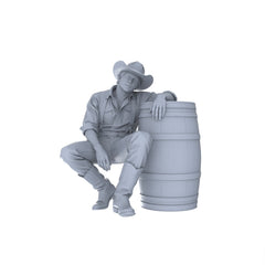 Detail view of MRY-SFW 129 1/64 Western Cowboy Casual Pose3 Game Theme Wargame Resin White Model Wargame Miniature Soldier Scene Character Hand Painted Hand Paint Model