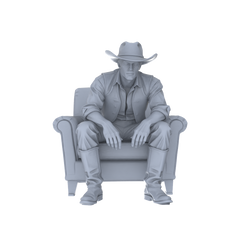Detail view of MRY-SFW LYGR130 Western Cowboy Casual Pose4 Game Theme Wargame Resin White Model Wargame Miniature Soldier Scene Character Hand Painted Hand Paint Model
