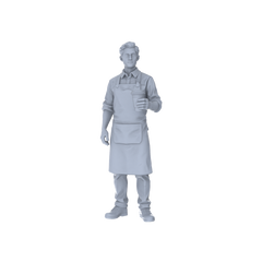 Detail view of Yao's Studio LYTR230 Miniature Food Service 4-Piece Unpainted Models - Apron Staff Figures for DIY Diorama & Custom Painting Miniatures Diorama Resin Figures Model