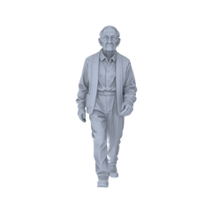 Detail view of Yao's Studio LYTR240 Miniature Elderly Man Walking Dog 2-Pack, Unpainted Diorama Models for Scene Building & Custom Painting Miniatures Diorama Resin Figures Model