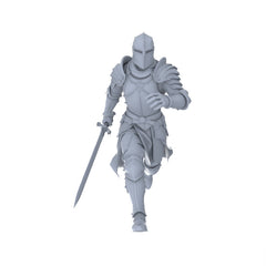 Detail view of MRY-SFW LYGR091 Medieval knight running pose resin white model miniature soldier scene character figure hand painted Model