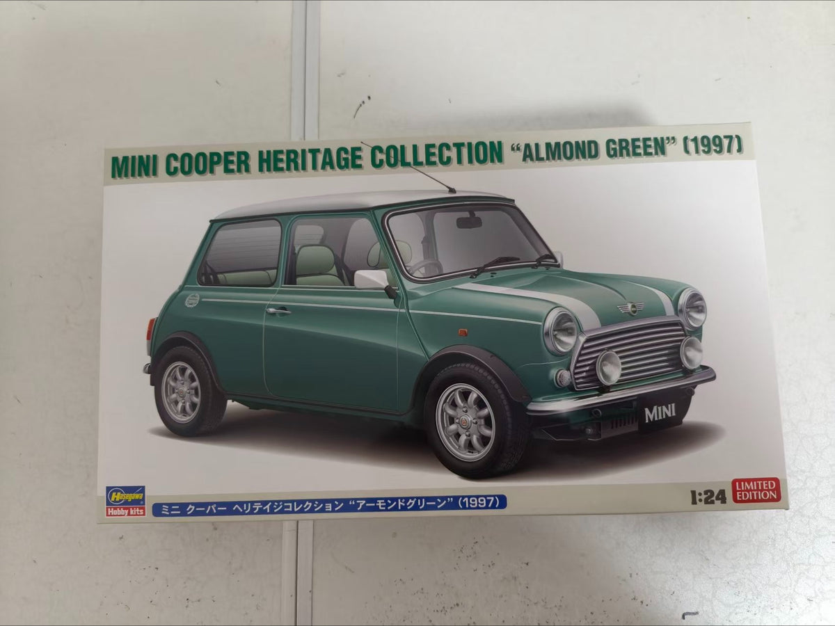 Hasegawa 20789 1/24 Model Kit Mini Cooper Heritage Collection Almond Green 1987 — scale model kit