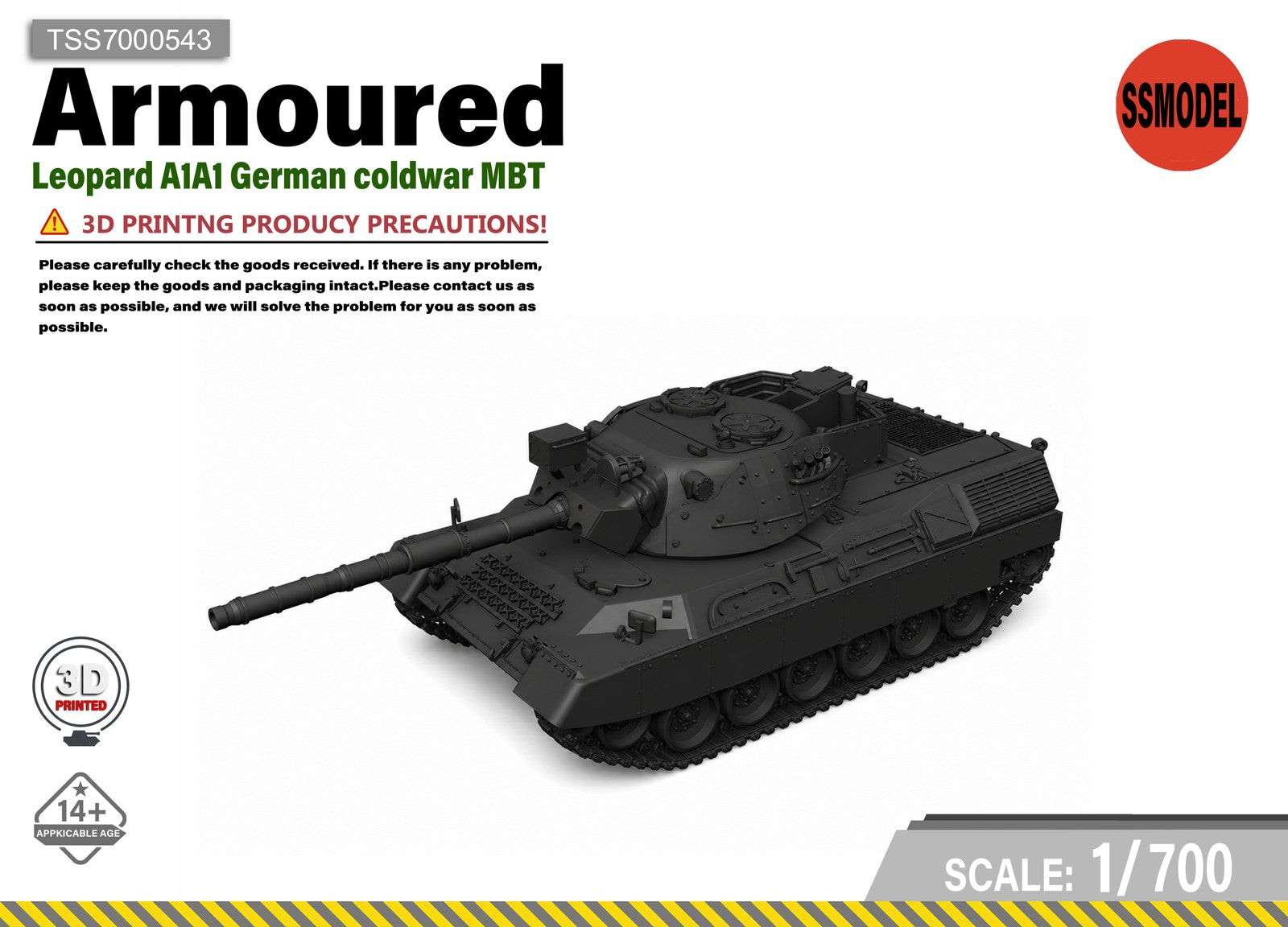 SSMODEL 1/700 Leopard A1A1 German coldwar MBT Resin Model Kit TSS7000543 — scale model kit