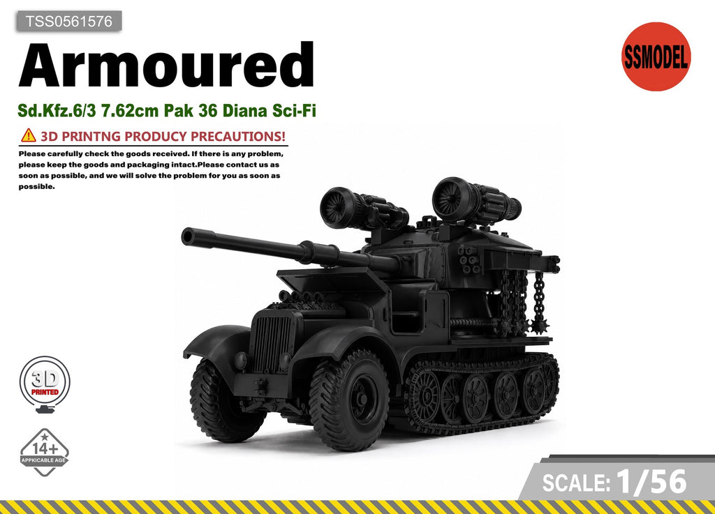 SSMODEL 1/56 Sd.Kfz.6/3 7.62cm Pak 36 Diana Sci-Fi Resin Model Kit TSS0561576