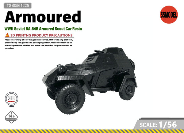 SSMODEL 1/56 WWII Soviet BA-64B Armored Scout Car Resin Model Kit TSS0561225