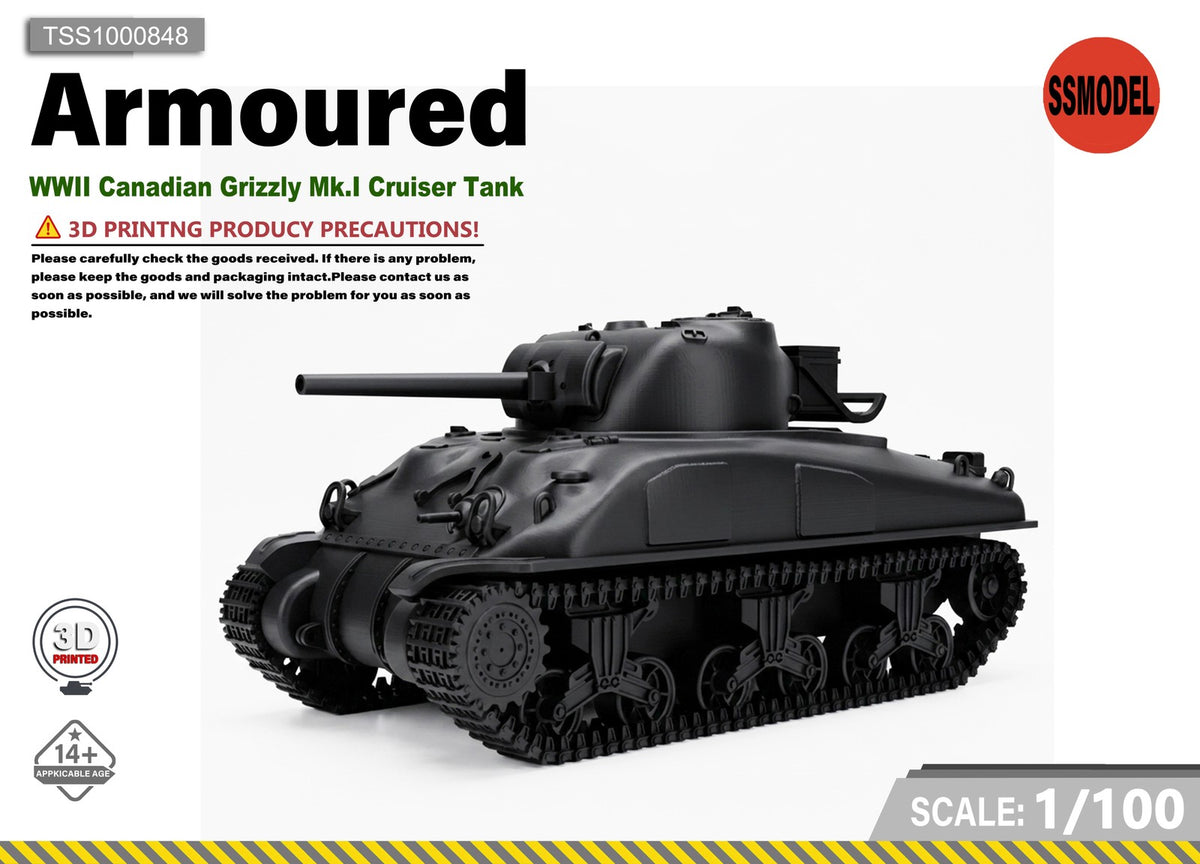 SSMODEL 1/100 WWII Canadian Grizzly Mk.I Cruiser Tank Resin Model Kit TSS1000848 — scale model kit