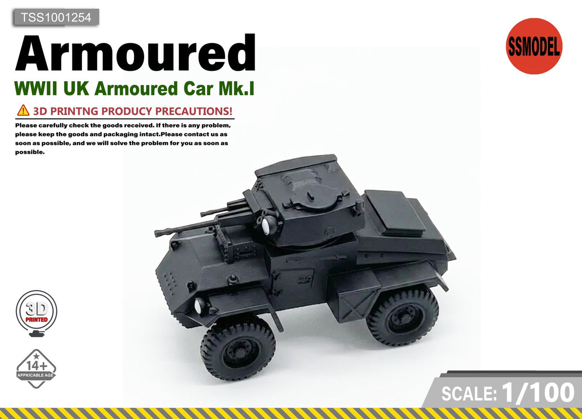 SSMODEL 1/100 WWII UK Armoured Car Mk.I Resin Model Kit TSS1001254 — scale model kit