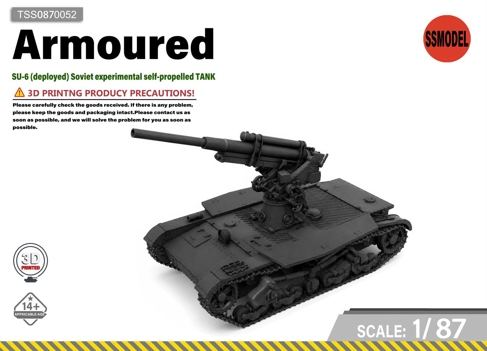 SSMODEL 1/87 SU-6 (deployed) Soviet self-propelled AA-gun Model Kit T SS1440052