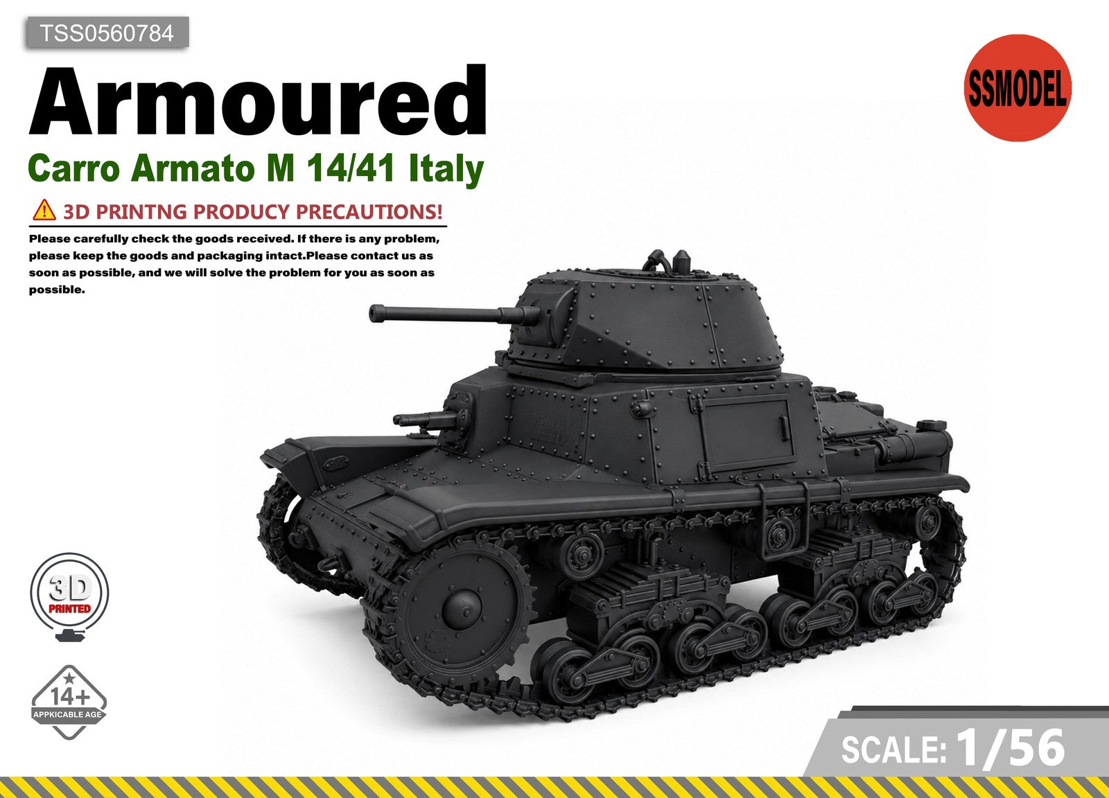 SSMODEL 1/56 Carro Armato M 14/41 Italy Resin MODEL KIT TSS0560784 — scale model kit