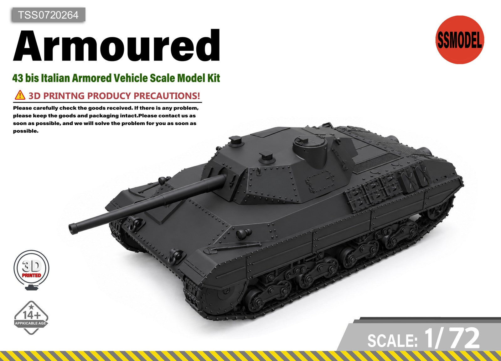 SSMODEL 1/72 Carro Armato Pesante P43 bis Italian tank Model Kit TSS0720264