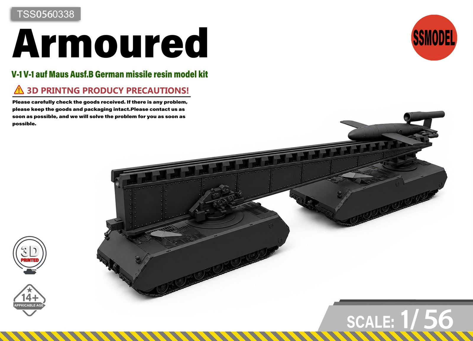 SSMODEL 1/56 V-1 V-1 auf Maus Ausf.B German missile resin model kit TSS0560338