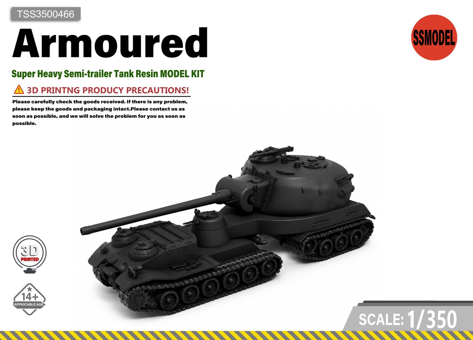 SSMODEL 1/350 Super Heavy Semi-trailer Tank Resin MODEL KIT TSS3500466 — scale model kit