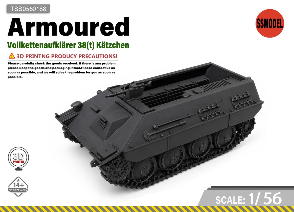 SSMODEL 1/56 Vollkettenaufklarer 38(t) Katzchen tank Resin Model Kit TSS0560188