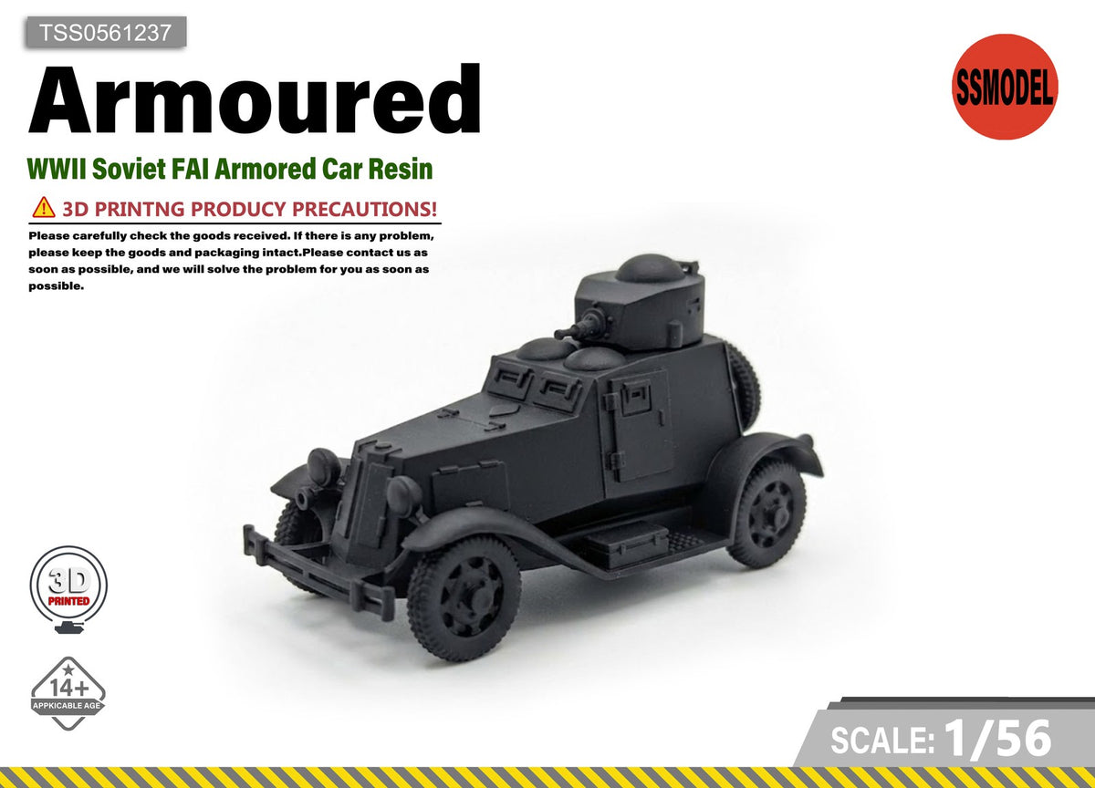 SSMODEL 1/56 WWII Soviet FAI Armored Car Resin Model Kit TSS0561237 — scale model kit