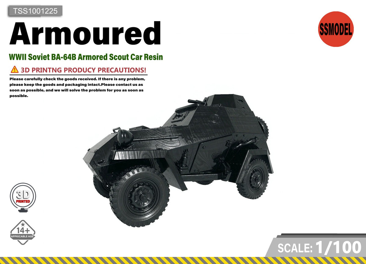SSMODEL 1/100 WWII Soviet BA-64B Armored Scout Car Resin Model Kit TSS1001225 — scale model kit