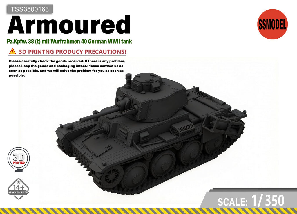SSMODEL 1/350 Pz.Kpfw. 38 (t) mit Wurfrahmen 40 German WWII tank Resin Model Kit