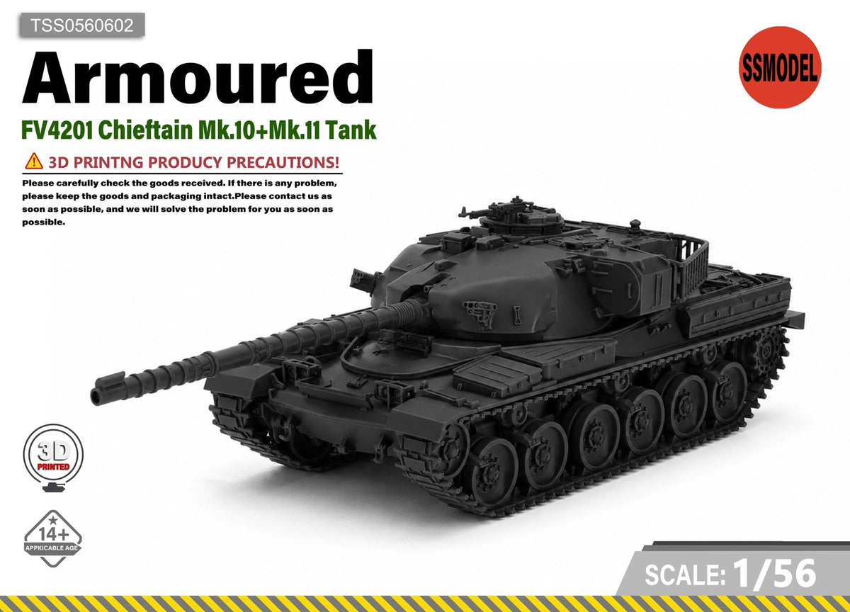SSMODEL 1/56 FV4201 Chieftain Mk.10+Mk.11 Tank Resin MODEL KIT TSS0560602 — scale model kit