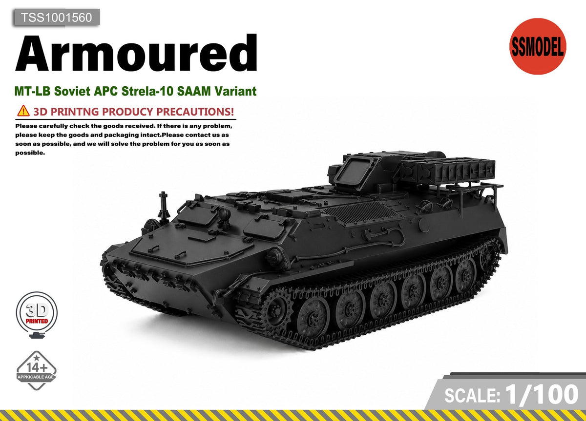 SSMODEL 1/100 MT-LB Soviet APC Strela-10 SAAM Variant Resin Model Kit TSS1001560 — scale model kit
