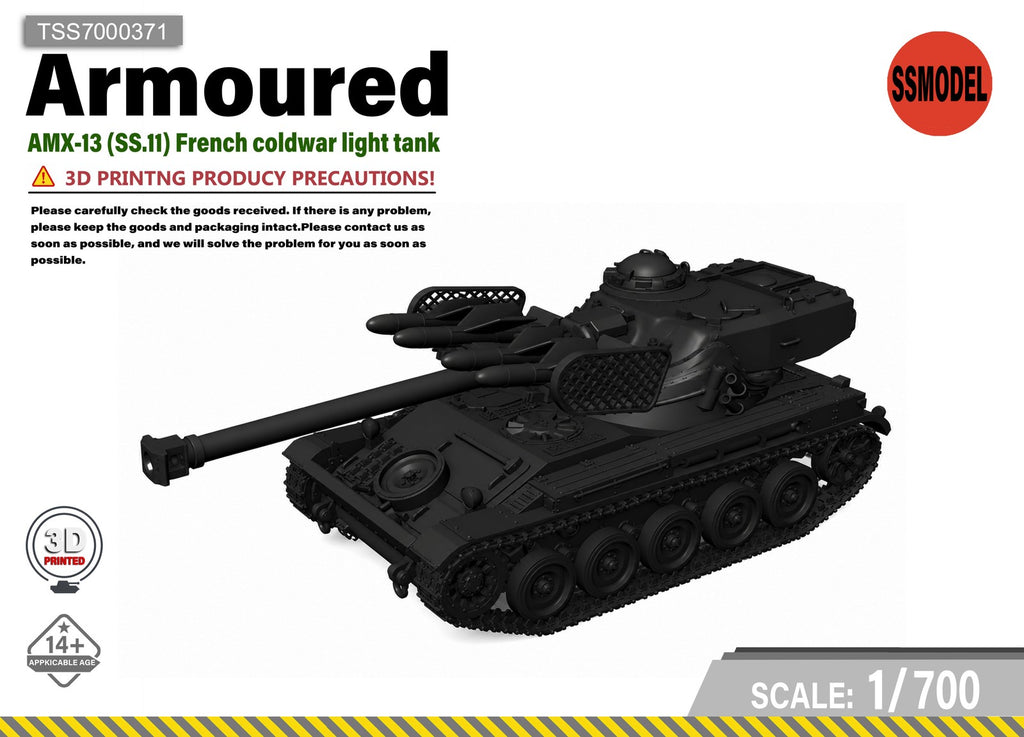 SSMODEL 1/700 AMX-13 (SS11) French Coldwar Light Tank Resin Model Kit TSS7000371