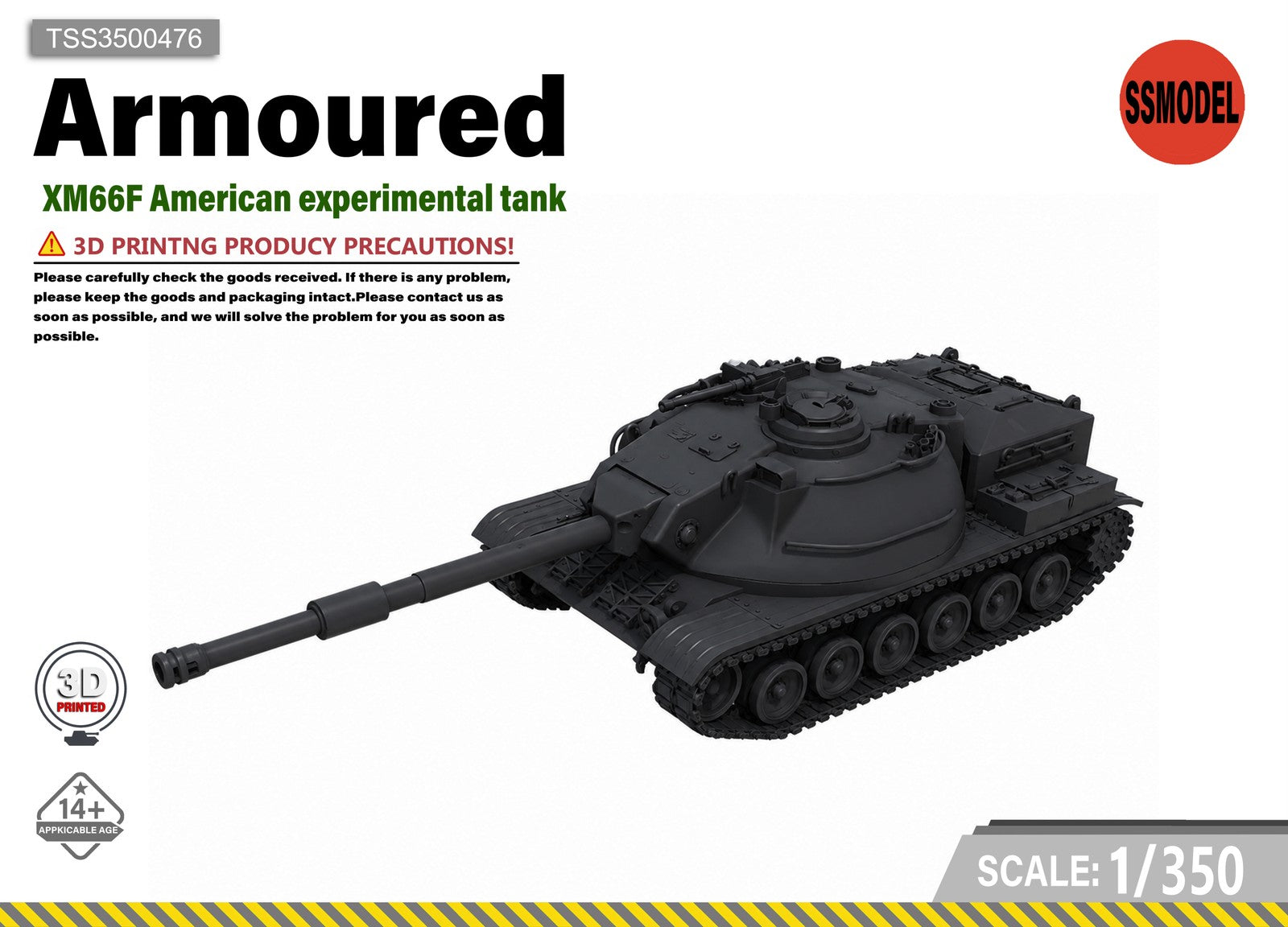 SSMODEL 1/350 XM66F American Experimental Tank Resin Model Kit TSS3500476 — scale model kit